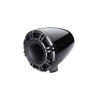Чёрная башенная рупорная акустика KICKER 9″ с LED-решёткой, ракурс 3/4